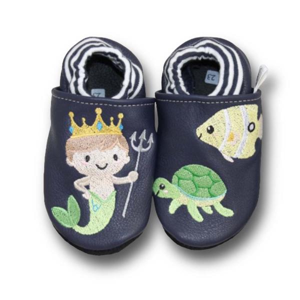 Krabbelschuhe Neptun & Fisch
